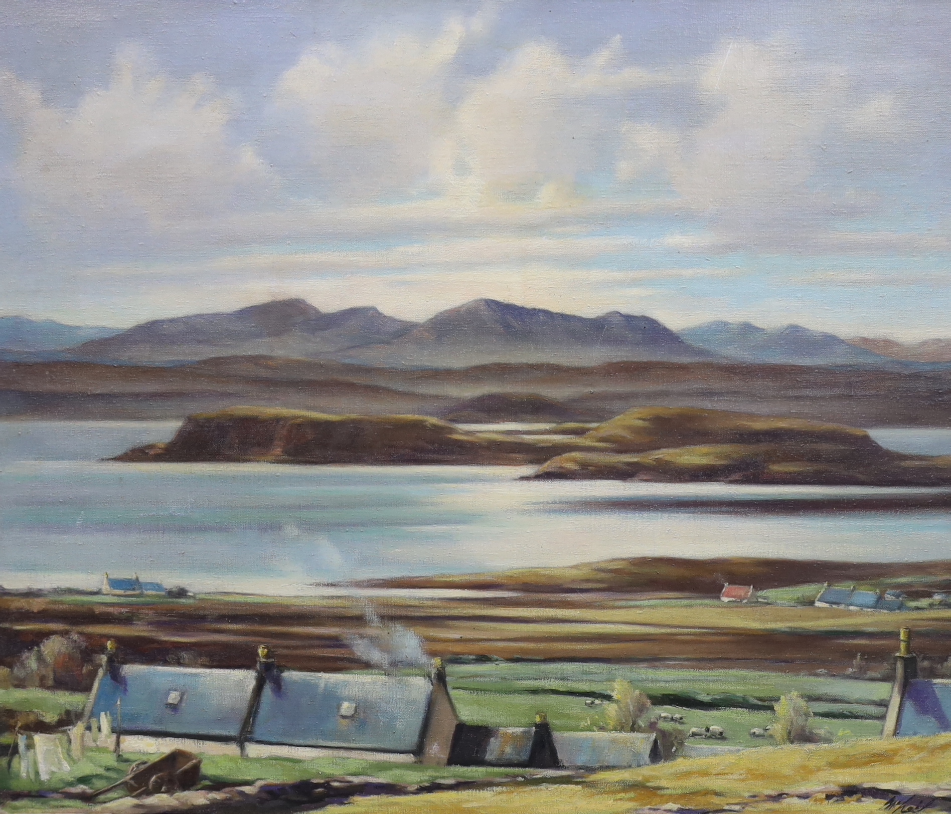 20th century, oil on canvas, Irish landscape, indistinctly signed, 75 x 62cm